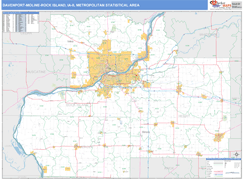 Davenport-Moline-Rock Island Metro Area Digital Map Basic Style